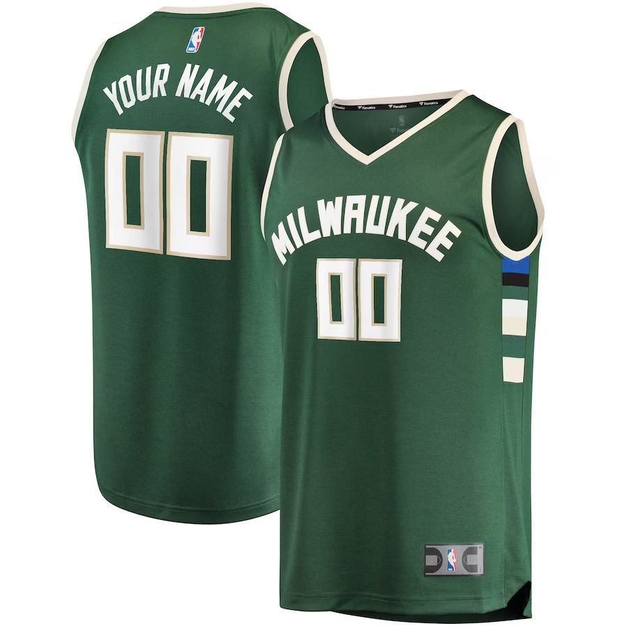 Men Milwaukee Bucks Fanatics Branded Hunter Green Fast Break Custom Replica NBA Jersey
